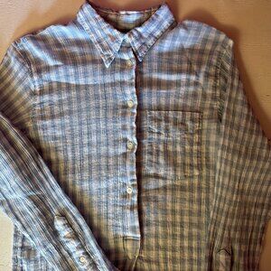 SOLD Ralph Lauren Women's Tunic Button Down - NWOT, Blue Crinkle Gingham, M